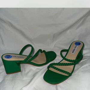 Steve Madden Green Braided Heeled Sandals